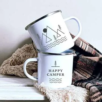 Journo Happy Camper Enamel Camping Mug - Ecofriendly 10 Oz