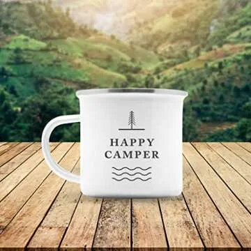 Journo Happy Camper Enamel Camping Mug - Ecofriendly 10 Oz