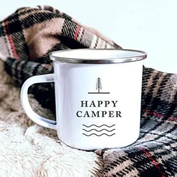 Journo Happy Camper Enamel Camping Mug - Ecofriendly 10 Oz
