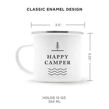 Journo Happy Camper Enamel Camping Mug - Ecofriendly 10 Oz