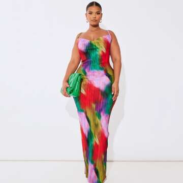 VECVOC Women's Spring Cowl Neck Dress Sexy Strap Shoulder Pleated Maxi Dresses Summer Wedding Guest Dresses,Red,Medium