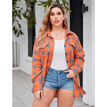 IN'VOLAND Plus Size Flannel Plaid Shirt for Women