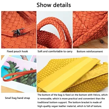 JINMANXUE Fashion Woven Bag Shopper Bag Travel Handbags and Purses Women Tote Bag Large Capacity Shoulder Bags(Dark green)