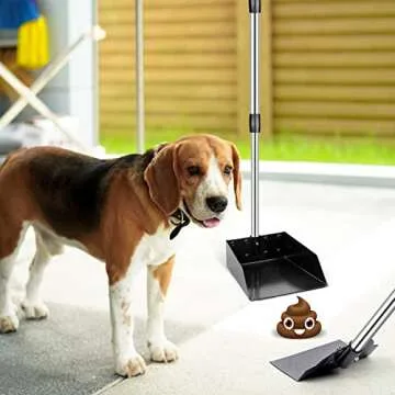 TNELTUEB Dog Pooper Scooper Set, 3 Pack Adjustable 49.1 Inches Long Handle Metal Tray, Rake and Spade Poop Scoop for Waste Removal, No Bending Clean Up for Large and Small Dog