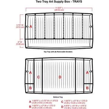 ArtBin 6892AG 2-Tray Art Supply Box, Portable Art & Craft Organizer with Lift-Up Trays, [1] Plastic ...