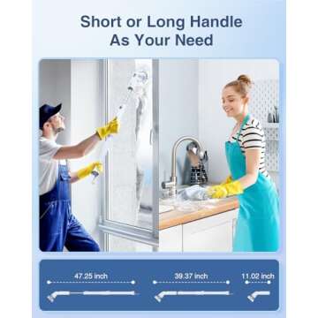 Hymeago Electric Spin Scrubber, Dual Speeds Shower Cleaning Brush with 6 Replaceable Brush Heads and Display, Bathroom Scrubber Electric with Adjustable & Detachable Handle for Bathroom Shower Bathtub