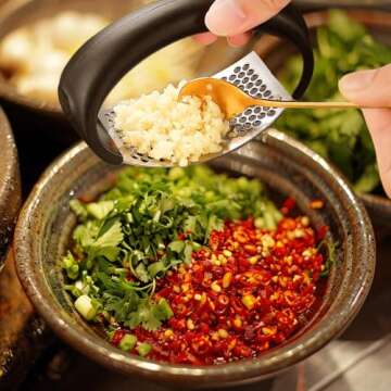 2025 Upgraded Stainless Steel Garlic Crusher - Garlic Crusher, Home Kitchen Utensils Portable Manual Garlic Crusher, Home & Kitchen Garlic Press (1, Black)