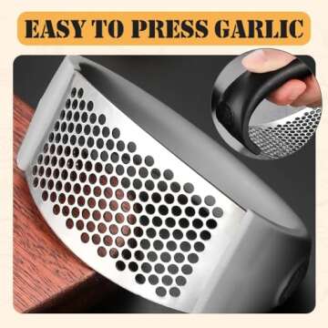 2025 Upgraded Stainless Steel Garlic Crusher - Garlic Crusher, Home Kitchen Utensils Portable Manual Garlic Crusher, Home & Kitchen Garlic Press (1, Black)