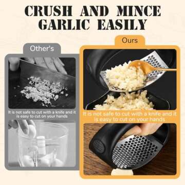 2025 Upgraded Stainless Steel Garlic Crusher - Garlic Crusher, Home Kitchen Utensils Portable Manual Garlic Crusher, Home & Kitchen Garlic Press (1, Black)