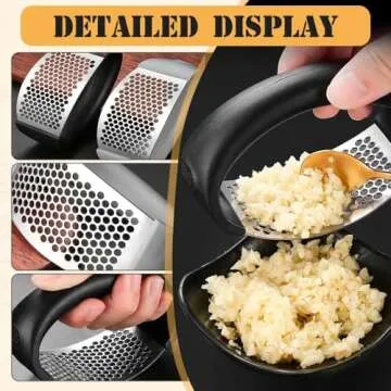 2025 Upgraded Stainless Steel Garlic Crusher - Garlic Crusher, Home Kitchen Utensils Portable Manual Garlic Crusher, Home & Kitchen Garlic Press (1, Black)