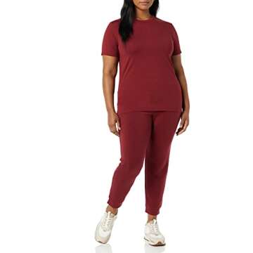 Amazon Essentials Women's Perfect Short-Sleeve T-Shirt (Available in Plus Size) (Previously Amazon Aware), Dark Red, Large