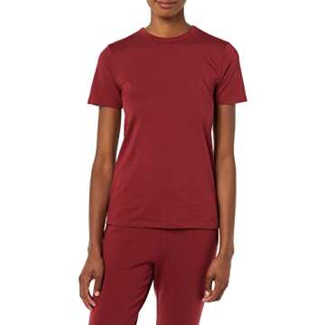 Amazon Essentials Women's Perfect Short-Sleeve T-Shirt (Available in Plus Size) (Previously Amazon Aware), Dark Red, Large
