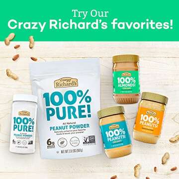 Crazy Richard's 100% All-Natural Creamy Vegan Peanut Butter with No Added Sugar and Non-GMO (16 Ounce, Pack of 6)