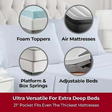 Mellanni Extra Deep Queen Sheets - 4 PC Iconic Collection Bedding - Hotel Luxury, Ultra Soft, Coolin...