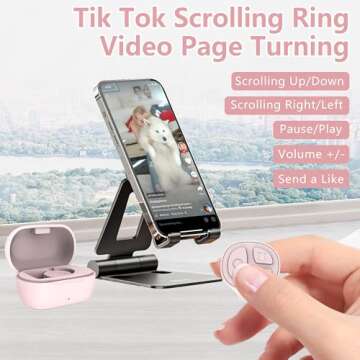 STDFORU TikTok Scrolling Ring Auto Clicker for Live Bluetooth Scroller Ring Camera Shutter Remote Co...