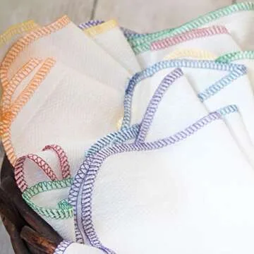 Rainbow Colored Paperless Towels - One Dozen Eco Friendly Birdseye Cotton Sustainable Reusable Paper...