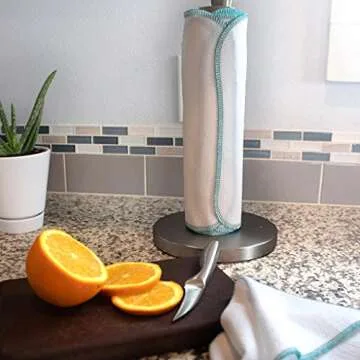 Rainbow Colored Paperless Towels - One Dozen Eco Friendly Birdseye Cotton Sustainable Reusable Paper Towels, zero waste kitchen products Made in the USA (Bright White)