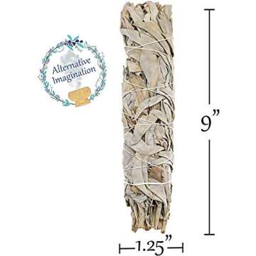 White Sage Smudge Sticks - 9" Long Sage Sticks for Cleansing Negative Energy, Sage Smudge Kit Refill, Meditation Accessories - Pack of 4 Smudge Incense Sticks - Alternative Imagination