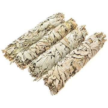 White Sage Smudge Sticks - 9" Long Sage Sticks for Cleansing Negative Energy, Sage Smudge Kit Refill, Meditation Accessories - Pack of 4 Smudge Incense Sticks - Alternative Imagination