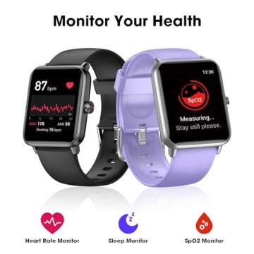 Smart Watch, Fitness Tracker with Heart Rate Monitor, Blood Oxygen, Sleep Tracking, 1.5 Inch Touchsc...