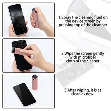 DauMeiQH Car Screen Cleaner for Tesla Display, Phone Screen Cleaner Spray and Wipe, Computer Touchscreen Cleaner Electronic Kit for Laptop, Smart TV, iPad, iPhone, Mac, Tablet, Monitor - Pink