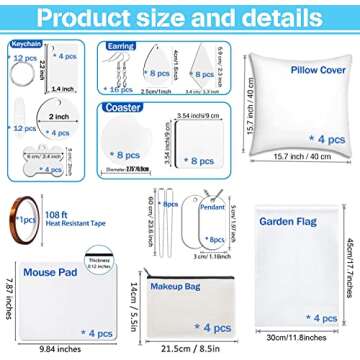 117PCS DIY Sublimation Blanks Set for Creative Gifts and Crafts