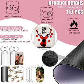 117PCS DIY Sublimation Blanks Set for Creative Gifts and Crafts