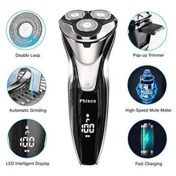 Phisco Electric Razor - Fast Charging, Wet & Dry Shaver for Men