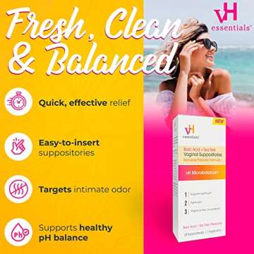 vH essentials Boric Acid Vaginal Suppositories - PH Balance
