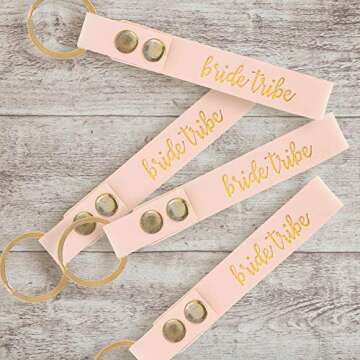 Pop Fizz Designs Bridesmaid Keychain, 6 Pack - Rose Gold, Bride Tribe, Wedding Party Gifts