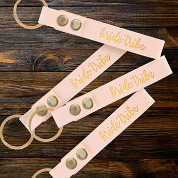 Pop Fizz Designs Bridesmaid Keychain, 6 Pack - Rose Gold, Bride Tribe, Wedding Party Gifts