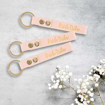 Pop Fizz Designs Bridesmaid Keychain, 6 Pack - Rose Gold, Bride Tribe, Wedding Party Gifts
