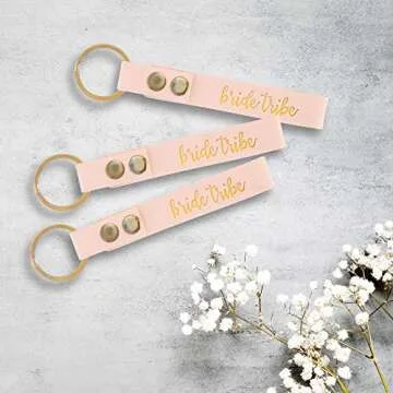 Pop Fizz Designs Bridesmaid Keychain, 6 Pack - Rose Gold, Bride Tribe, Wedding Party Gifts