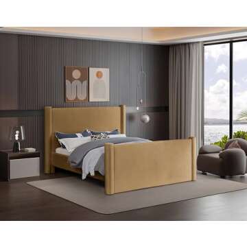 Meridian Furniture B1298Saddle-Q Elias Collection Modern | Contemporary Queen Bed with Soft Saddle V...