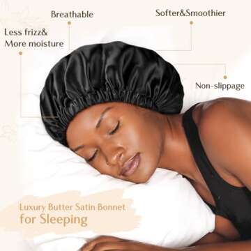 YANIBEST Double Layer Satin Bonnet Silk Bonnet Adjustable Hair Bonnet for Sleeping Hair Bonnets for Women Curly Natural Hair