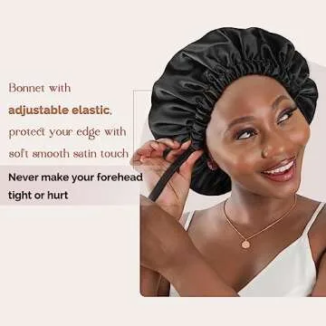 YANIBEST Double Layer Satin Bonnet Silk Bonnet Adjustable Hair Bonnet for Sleeping Hair Bonnets for Women Curly Natural Hair