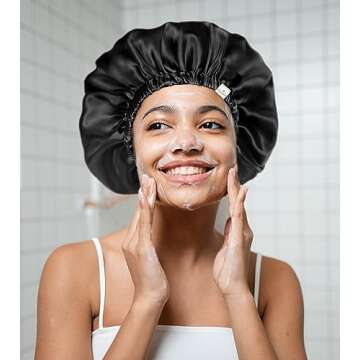 YANIBEST Double Layer Satin Bonnet Silk Bonnet Adjustable Hair Bonnet for Sleeping Hair Bonnets for Women Curly Natural Hair