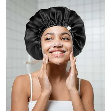 YANIBEST Double Layer Satin Bonnet Silk Bonnet Adjustable Hair Bonnet for Sleeping Hair Bonnets for Women Curly Natural Hair