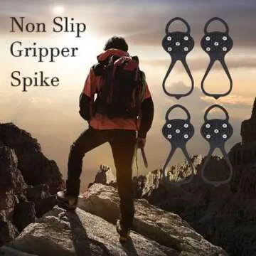 2 Pairs Ice Cleats for Shoes and Boots, Non Slip Gripper Spike, Ice Grippers Traction Cleats Snow Shoe Spikes Grips Crampons with 10 Steel Studs Cleats, Anti Slip Crampons Hiking