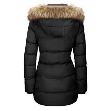 WenVen Women's Winter Thicken Puffer Coat - Black, 2XL
