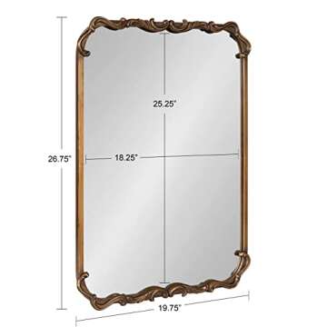 Kate and Laurel Brazelton Rounded Rectangle Ornate Traditional Mirror, 20 x 27, Gold, Ornamental Rou...