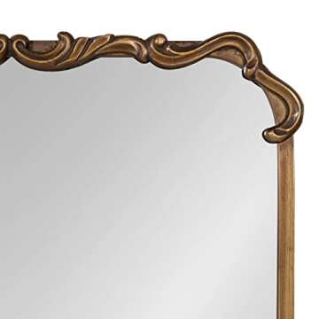 Kate and Laurel Brazelton Rounded Rectangle Ornate Traditional Mirror, 20 x 27, Gold, Ornamental Round Rectangular Classic Framed Wall Mirror