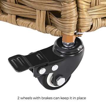 SONGMICS Laundry Hamper with Lid, 140L Synthetic Rattan Laundry Basket with Wheels, Clothes Hamper with 3 Removable Liner Bags, 3-Section Hampers with Handles, Laundry Room, Natural ULCB083N01