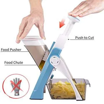 ONCE FOR ALL Safe Mandoline Slicer 5 in 1 Vegetable Cutter, Strips Julienne Dicer Adjustable Thickne...