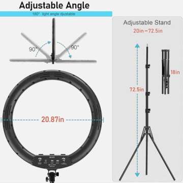 Hagibis 21 inch Ring Light with Stand Outer 55W 5600k Dimmable LED Light, Tripod Stand,and Phone Holder，Remote Controller,Carrying Bag ，CRI 97+ 2540lux, for Streaming Home Office Zoom Call Lighting