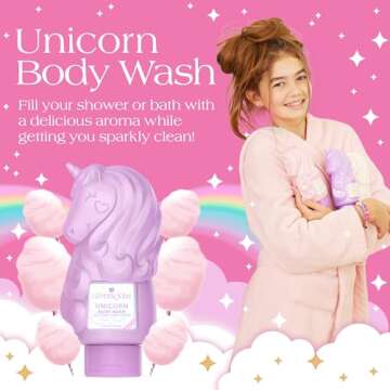 Glimmer Wish Unicorn Kids Body Wash - Vegan Gentle Cleanser 12 Fl Oz