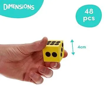 THE TWIDDLERS 48 Large Foam Dice Set, 1.5 Inch - Colorful & Educational - Learning Toys for Kids, Kindergarten, Preschool, Classrooms, Math Games