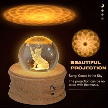 3D Crystal Ball Music Box with LED Projection