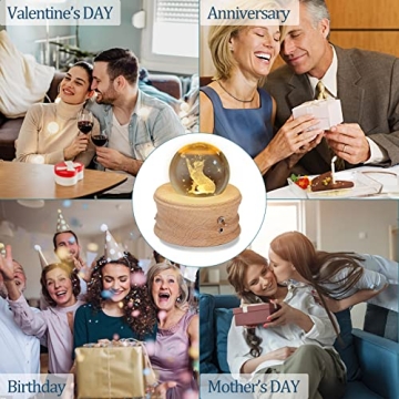 3D Crystal Ball Music Box with LED Projection