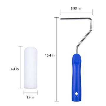 Mister Rui Paint Roller, Foam Paint Roller 4 Inch High Density, Sponge Refills with Roller Frame, Pack of 3, Small Paint Roller Set for Home Painting and DIY Projects